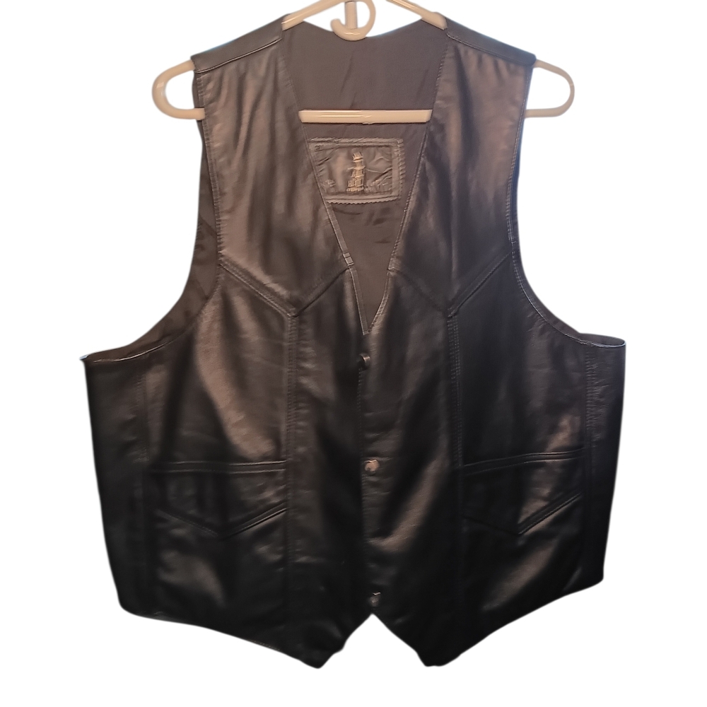 Men's Classic Black Leather Vest